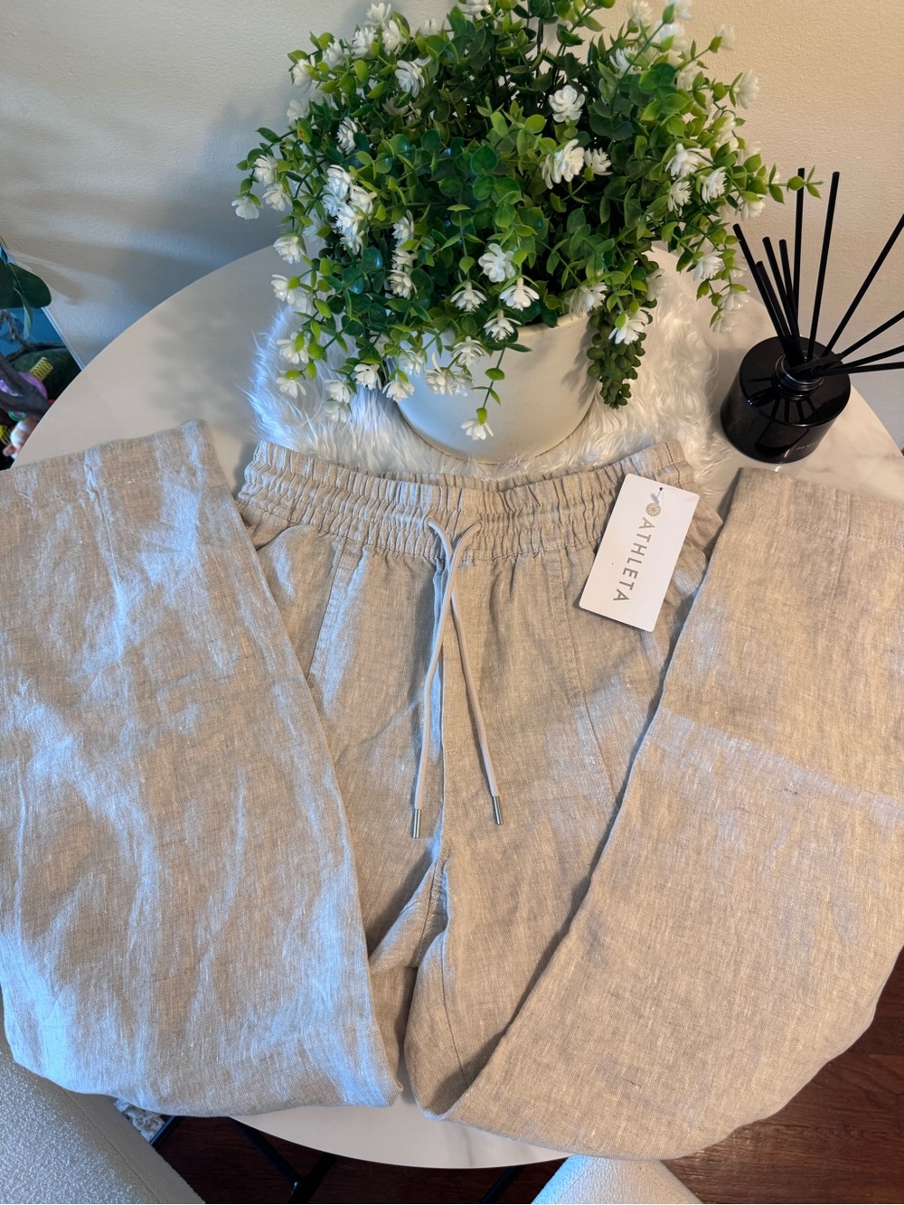 NWT Athleta Retreat Linen Ankle Pants - Small Petite